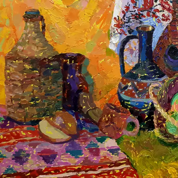 Anastasiia Kurkova, Ornamenty Codzienności, Obraz olejny - płótno, 140 x 100