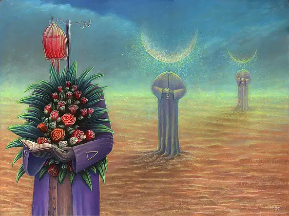 Krzysztof Polaczenko, Processione, Dipinto acrilico - pannello, 81 x 60
