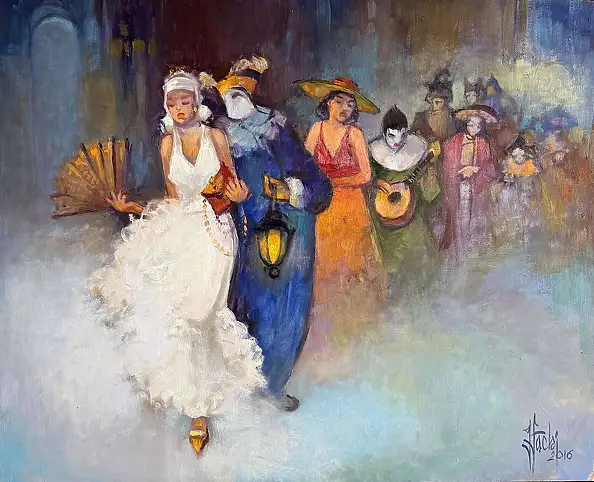 Józef Łącki, Procession, 2016, Peinture à l'huile - toile, 100 x 81