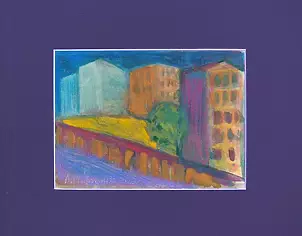 Anna Skowronek - Osiedle-obraz ręznie malowany