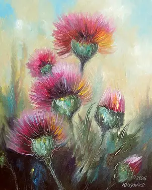 Krzysztof Kłosowicz, "Osty II", Obraz olejny - płótno, 40 x 50