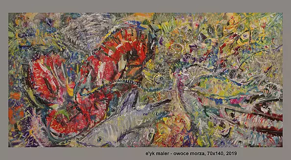 Eryk Maler - Seafood of human sea, 140x70 cm, 2019