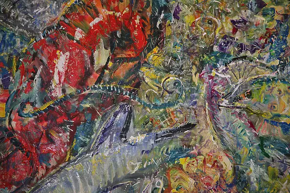 Eryk Maler - Seafood of human sea, 140x70 cm, 2019