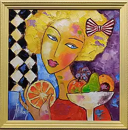Anna Wach, Fruchtsorbet, Impasto, Ölbild - Leinwand, 35 x 35