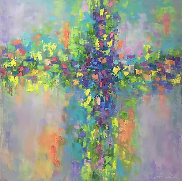 Kseniya Kovalenko - PAINTING THE OCEAN EMERALD * * ОIL ON CANVAS 80X80