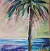 Anna Borcz, PALME AUF PARADIESINSEL, Ölbild - Leinwand, 50 x 100