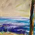 Anna Borcz, PALME AUF PARADIESINSEL, Ölbild - Leinwand, 50 x 100