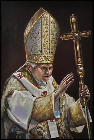 Damian Gierlach - POPE BENEDICT XVI portrait oil painting Damian Gerlach