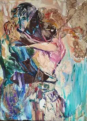 Anna Borcz, PARA COLLAGE, Kolaż, Obraz akrylowy, Techniki mieszane - płótno, 80 x 110
