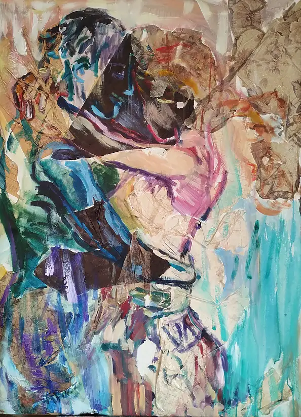 Anna Borcz, PARA COLLAGE, Kolaż, Obraz akrylowy, Techniki mieszane - płótno, 80 x 110