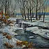 Damian Gierlach - WINTER LANDSCAPE WITH RIVER oil painting GIERLACH