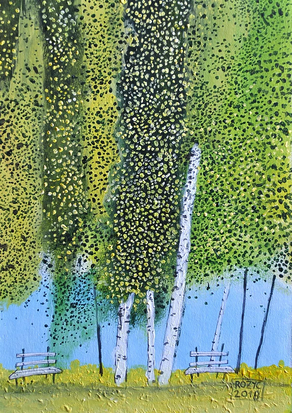 Dariusz Franciszek Różyc - ''LANDSCAPE WITH BENCHES'' series ''At the edge of the forest''