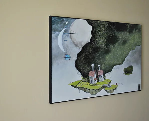 Dariusz Franciszek Różyc - ''PEJZAŻ Z ŁÓDKĄ I ŁAWECZKĄ'' cykl ''Nie tak odległe..''