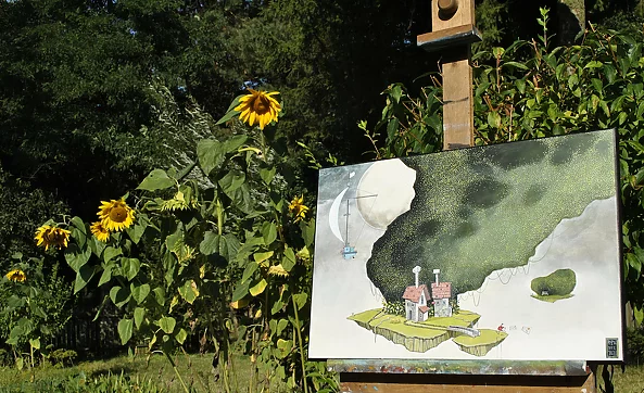 Dariusz Franciszek Różyc - ''PEJZAŻ Z ŁÓDKĄ I ŁAWECZKĄ'' cykl ''Nie tak odległe..''