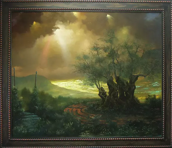 Józef Stolorz - PEJZAŻ Z MIŁOSIERNYM NAZARETAŃCZYKIEM