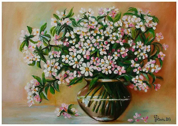 Grażyna Potocka - PIĘKNY BUKIET KWITNĄCYCH JABŁONI 