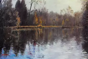 Zenon Różycki - POND IN LAZIENKI PARK IN OCTOBER