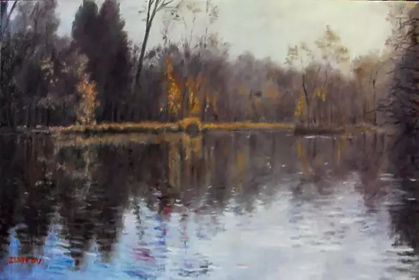 Zenon Różycki - POND IN LAZIENKI PARK IN OCTOBER