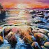 Yana Yeremenko - "PURPLE SUNSET", peinture à l'huile, paysage marin