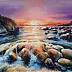 Yana Yeremenko - "PURPLE SUNSET", oil painting, seascape