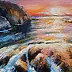 Yana Yeremenko - "PURPLE SUNSET", peinture à l'huile, paysage marin
