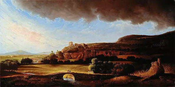 Aurelio Bruni - Paessaggio con ponticello