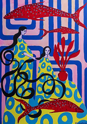 Oksana Chumakova, Painting "A Flower in My Garden!", 2026., Acrylic painting - canvas, 50 x 70