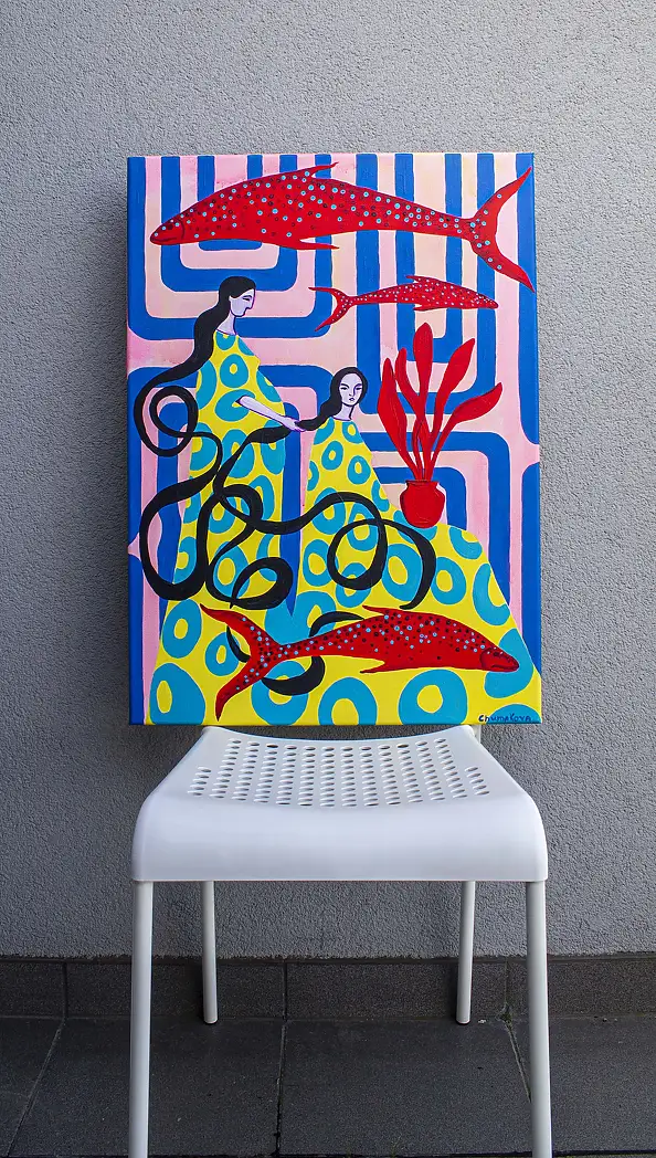 Oksana Chumakova, Painting "A Flower in My Garden!", 2026., Acrylic painting - canvas, 50 x 70
