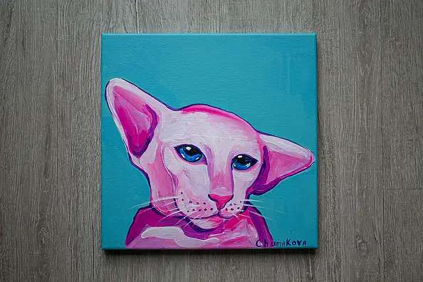 Oksana Chumakova, Painting "Cat", 2026., Acrylic painting - canvas, 25 x 25