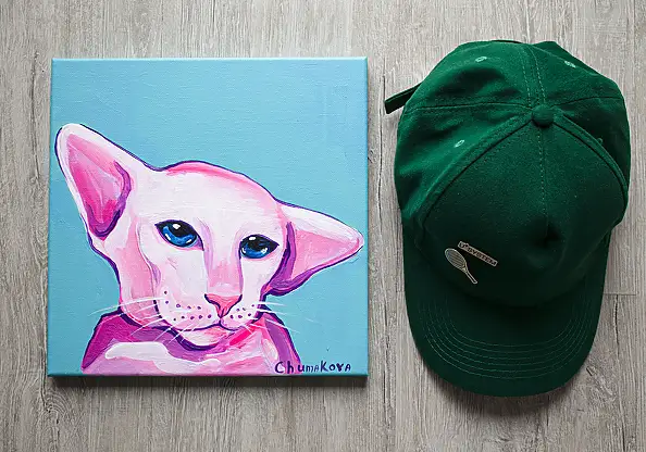 Oksana Chumakova, Painting "Cat", 2026., Acrylic painting - canvas, 25 x 25