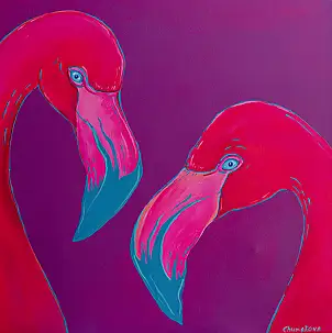 Oksana Chumakova, Painting "Flamingo", Obraz akrylowy - płótno, 60 x 60
