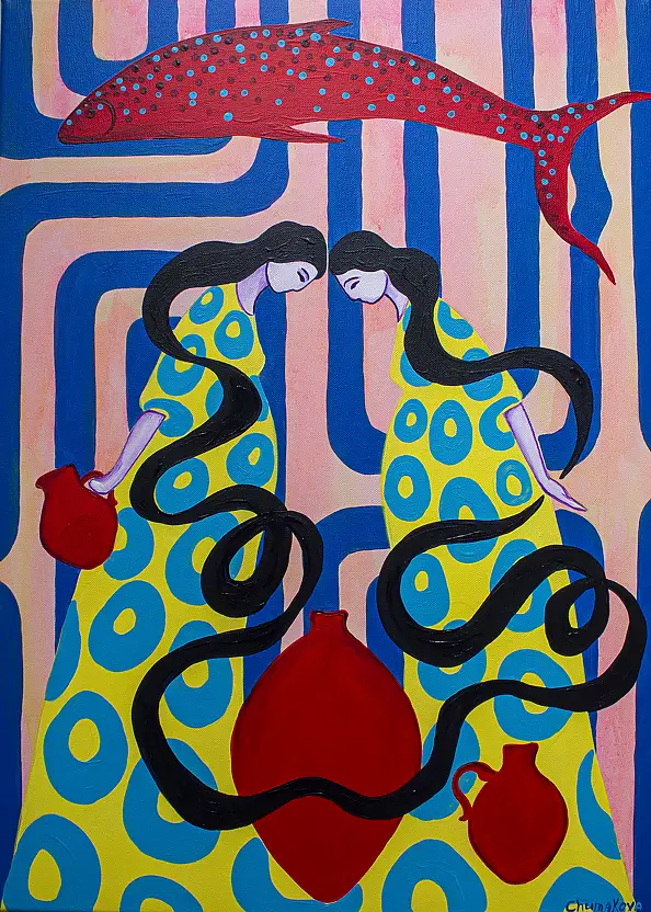 Oksana Chumakova, Painting "Looking Deeply", 2026., Acrylic painting - canvas, 50 x 70