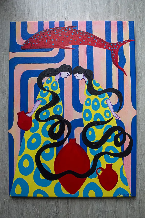 Oksana Chumakova, Painting "Looking Deeply", 2026., Acrylic painting - canvas, 50 x 70