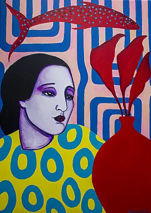 Oksana Chumakova, Painting "My Flowers", 2026., Acrylic painting - canvas, 50 x 70