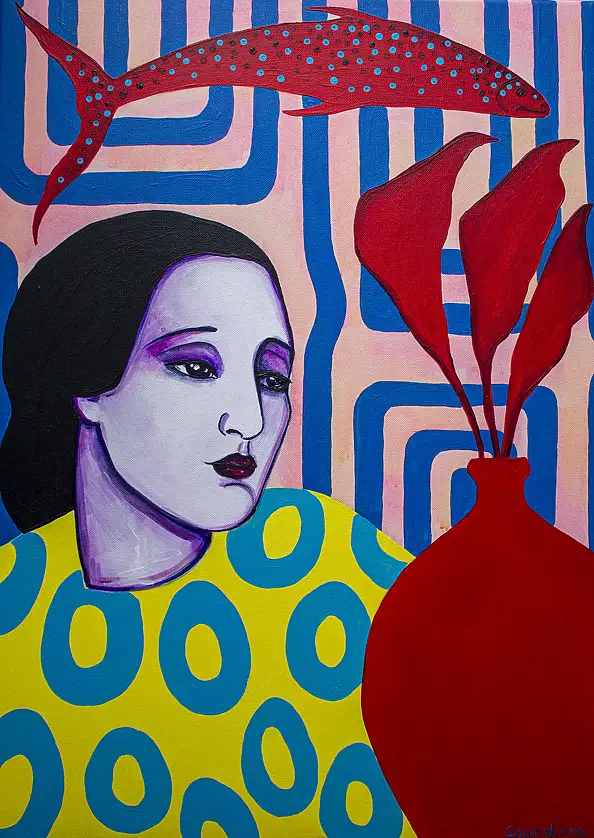 Oksana Chumakova, Painting "My Flowers", 2026., Acrylic painting - canvas, 50 x 70