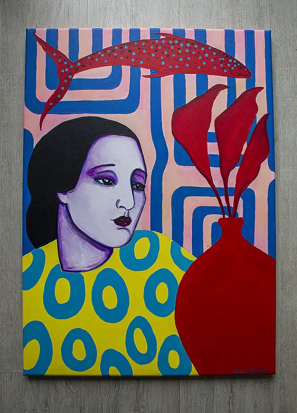 Oksana Chumakova, Painting "My Flowers", 2026., Acrylic painting - canvas, 50 x 70