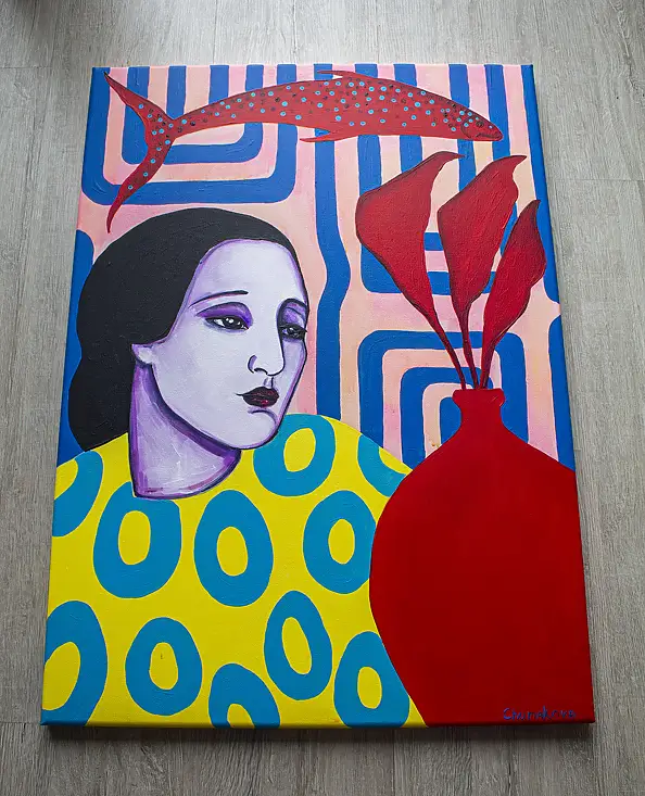 Oksana Chumakova, Painting "My Flowers", 2026., Acrylic painting - canvas, 50 x 70