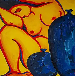 Oksana Chumakova, Painting "Wine for Gertrude," 2026., Acrylic painting - canvas, 30 x 30