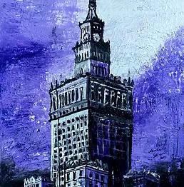 Mirosław Sobiech, Pałac Kultury i Nauki w Warszawie , Obraz akrylowy - płótno, 30 x 40