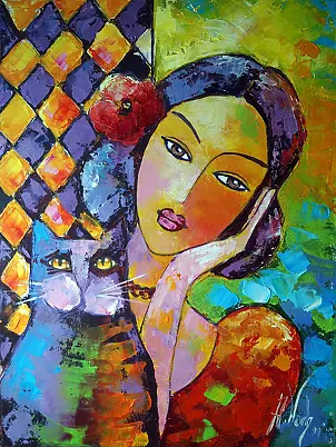 Anna Wach - Vergine con un gatto III