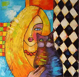 Anna Wach - Vergine con un gatto II