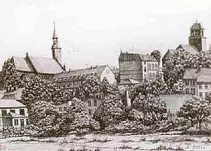 Jerzy Tatarczuk - Panorama Tczewa - rysunek tuszem