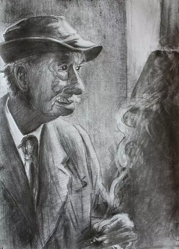 Agnieszka Kurlenda - Papierosek pencil drawing