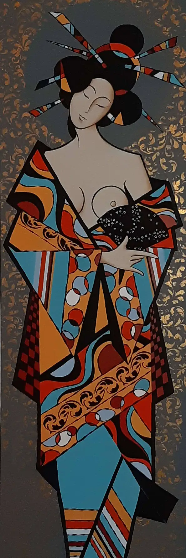 Iwona Wierkowska-Rogowska, Lovebirds, Acrylic painting, Oil painting - canvas, 120 x 120