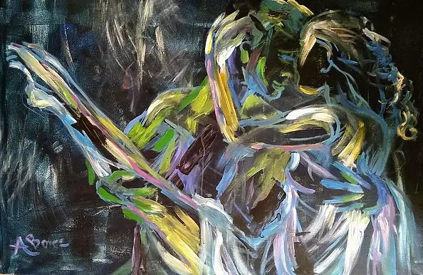 Anna Borcz - Couple of dancers on a black background