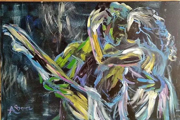 Anna Borcz - Couple of dancers on a black background