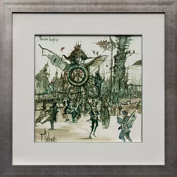 Tomasz Sętowski - The Kuglar parade - oil sketch