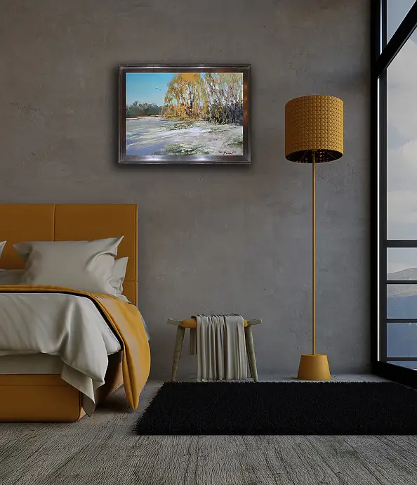 Henadzy Havartsou, Golden Hour Park, Quadro a olio - tela, 70 x 50