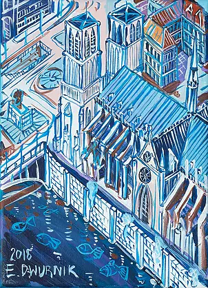 Edward Dwurnik - Paryż - Katedra Notre-Dame