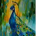 Grażyna Potocka, Peacock oil painting 50cm-40cm, Oil painting - canvas, 40 x 50